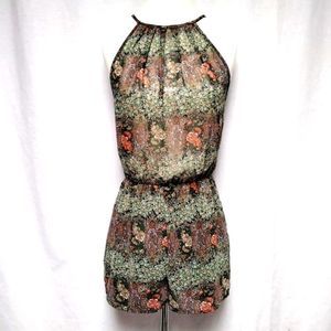Khloe California Romper Chiffon Partial Open Back Size S Summer Festival Hippie